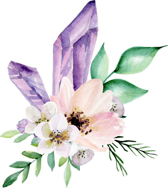 Watercolor bouquet with crystal